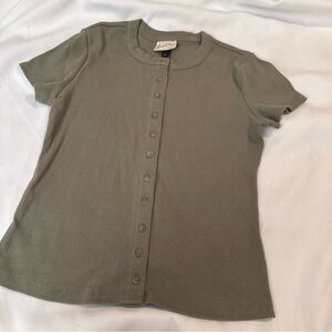 Universal Thread Olive Ribbed Button-Up Top